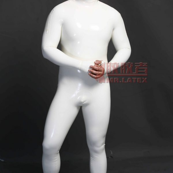 White latex rubber suit 3D cut