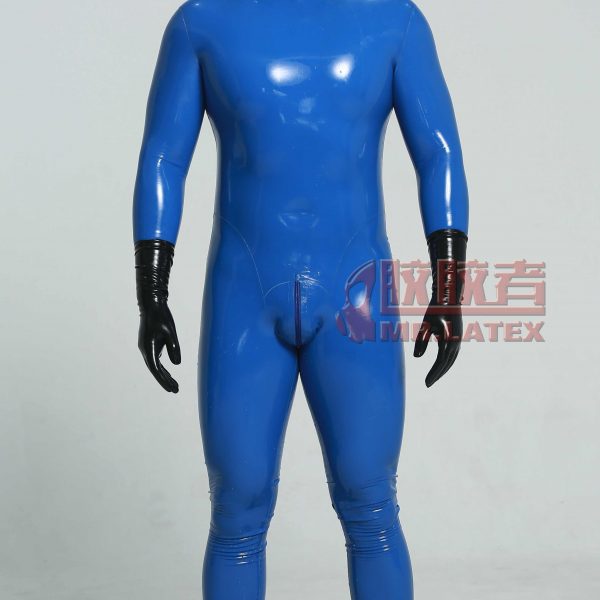 Mid Blue latex rubber suit 3D cut