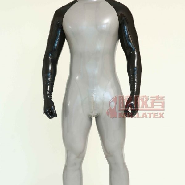 Metallic Grey (Silver)  Black color maching latex rubber suit 3D cut