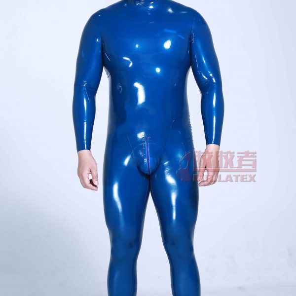 Metallic Blue （dark） latex rubber suit 3D cut
