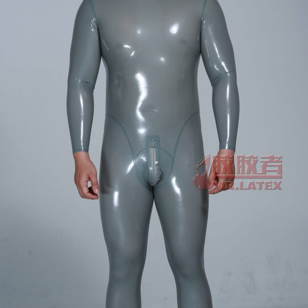 Metallic Grey (Silver)（dark） latex rubber suit 3D cut
